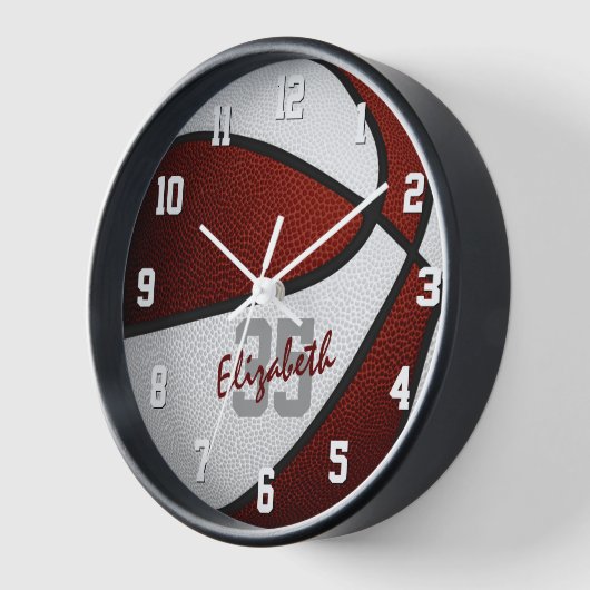 maroon blanke jongens basketbal gepersonaliseerd (Hoek)