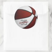 maroon blanke jongens basketbalteam kleuren ronde sticker (Tas)