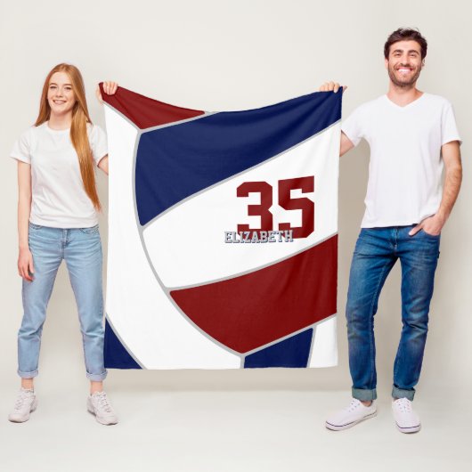 Maroon Blauw Team Kleuren Volleybal Kamer Decor Fleece Deken (In situ)