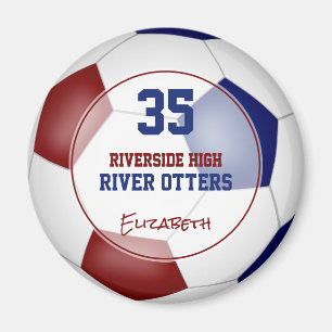 Maroon Blauwe School Club Kleuren Voetbal Team Naa Magneet