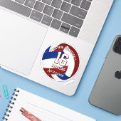 Maroon Blue volleybal team kleuren kinder teamnaam Sticker (Laptop met iPhone)