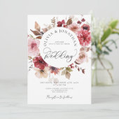 Maroon Blush Herfst Alles in 1 Budget QR Code Huwe Kaart (Staand voorkant)