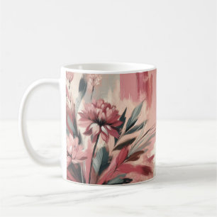 Maroon Blush Paint brosse fleurs café tasse de thé
