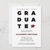 Maroon Bold AFSTUDEREN Letters en Pet Afstuderen Kaart (Voorkant)