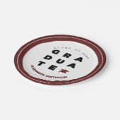 Maroon Bold AFSTUDEREN Letters en Pet Afstuderen Papieren Bordje (Gekanteld)