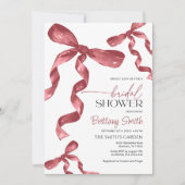 Maroon Bow Coquette Invitation de la douche nuptia (Devant)