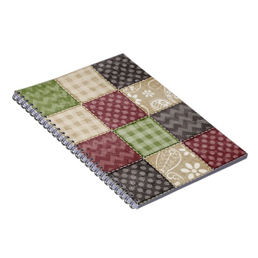 Maroon, Bruin, Tan, & Groene Quilt look Notitieboek (Rechterzijde)