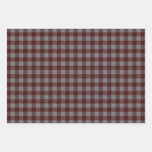 Maroon Buffel Plaid Longhorn Patroon Inpakpapier Vel (Voorkant 3)