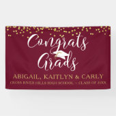 Maroon Burgundy Gold Script CONGRATS AFSTUDEERDERS Spandoek (Horizontaal)