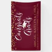 Maroon Burgundy Gold Script CONGRATS AFSTUDEERDERS Spandoek (Verticaal)