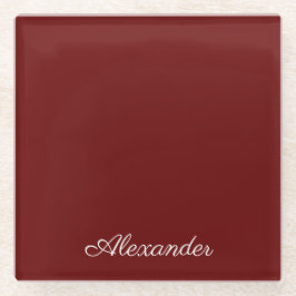 Maroon Burgundy Rust Red Solid, gekleurd Glazen Onderzetter