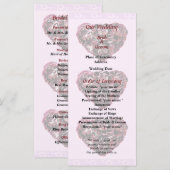 Maroon Carnance Heart Pink Bkgrnd Wedding Programm Programma (Voorkant / Achterkant)