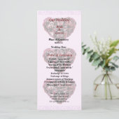 Maroon Carnance Heart Pink Bkgrnd Wedding Programm Programma (Staand voorkant)