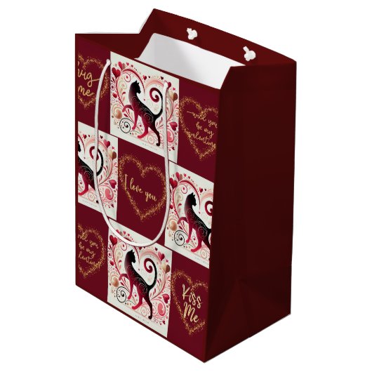 Maroon Cat - inpakpapier Medium Cadeauzakje (Achterkant Gekanteld)