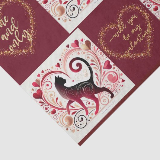 Maroon Cat - inpakpapier Tissuepapier (Detail)