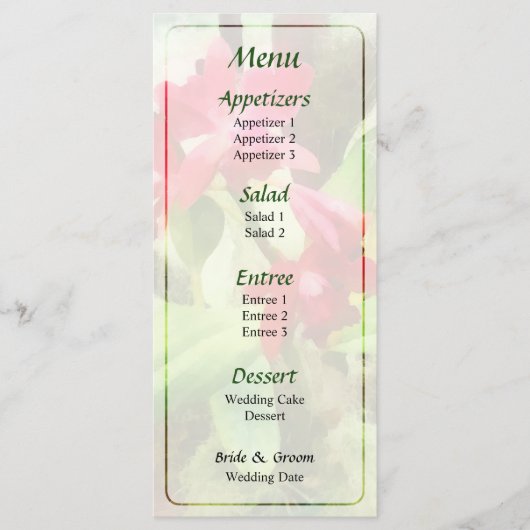 Maroon Cattleya Orchidées Menu Mariage (Devant)