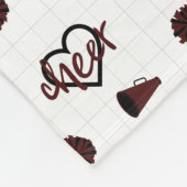 Maroon Cheer Hearts, Pom Poms, Megafone Pattern Fleece Deken (Hoek)