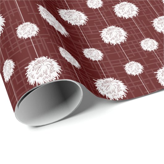 Maroon Cheerleader Pom Pom Pattern Cadeaupapier (Rol Hoek)