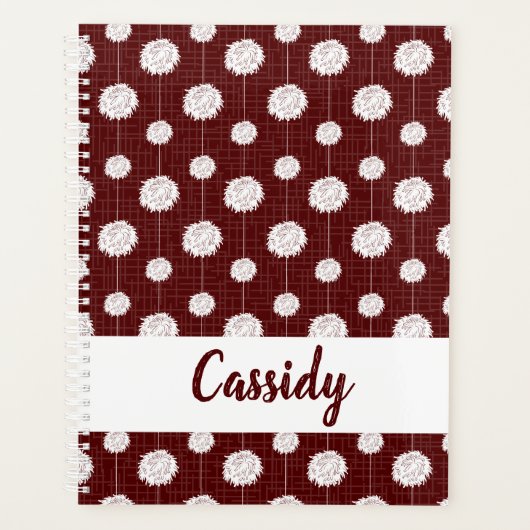 Maroon Cheerleader Pom Pom Pattern Planner (Voorkant)