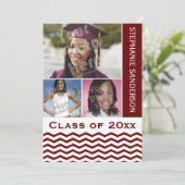 Maroon Chevron Afstuderen 3 Kaart (Staand voorkant)