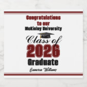 Maroon Class of 2026 Graduation Party Custom Bier Etiket (Enkel label)
