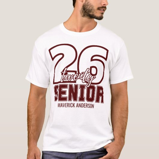 Maroon Class of 2026 Graduation T-shirt (Voorkant)