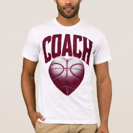  Maroon Coach Basketbal Hart T-shirt