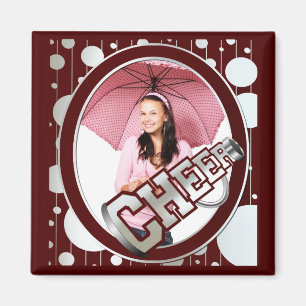 Maroon Custom Cheerleader Photo Magnet Magneet