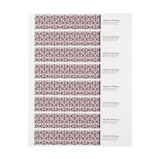 Maroon Damask Pattern Afstuderen (Vel)
