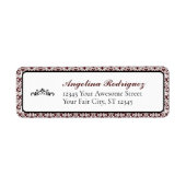 Maroon Damask Pattern Afstuderen Etiket (Voorkant)