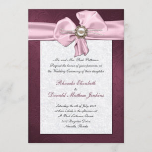 Maroon Damask Wedding Uitnodiging