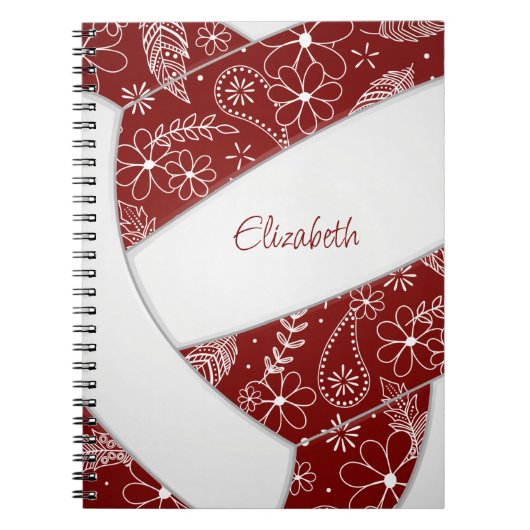 maroon de doodle floral blanc journal de volley-ba (Devant)