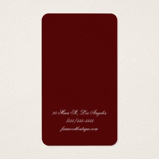 Maroon Deep Red Jewelry Display Card (Dos)