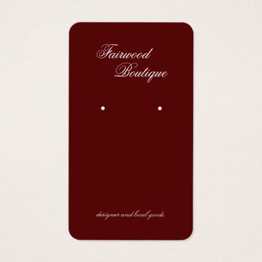 Maroon Deep Red Jewelry Display Card (Devant)