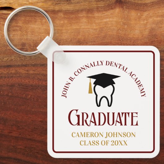 Maroon Dental School Custom Afstuderen Gift Sleutelhanger (Voorkant)