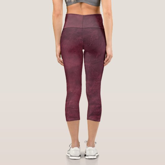 Maroon Design Cuir Capri Leggings (Verso)