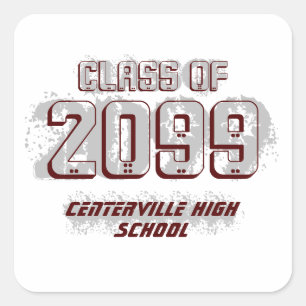 Maroon détendu classe moderne Sticker Carré