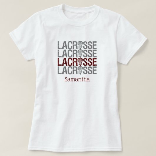 Maroon Distress Lacrosse Word T-shirt (Design voorkant)