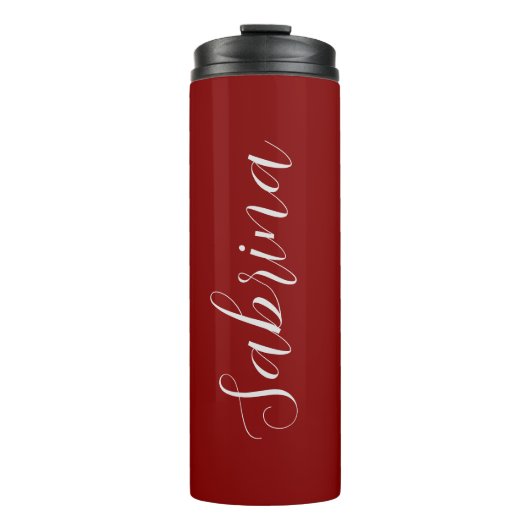 Maroon Donkerrood Professionele Kalligrafie Naam t Thermosbeker (Voorkant)