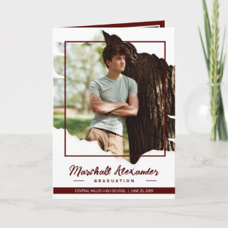 Maroon Edgy Abstract Torn Foto Afstuderen