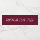 Maroon eenvoudig minimalistisch waterfles etiket (Enkel label)