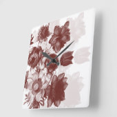 Maroon Elegant Flower Bouquet Wall klok (Hoek)