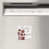 Maroon Elegant Flower Wedding Favor Magnets Magneet (Insitu (Vaatwasser))