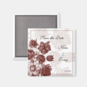 Maroon Elegant Flower Wedding Favoriser les Magnet (Recto/Verso)