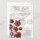 Maroon Elegant Flower Wedding Invitations (Devant / Derrière)