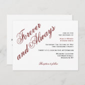 Maroon Elegant Script Bruiloft Briefkaart (Voorkant / Achterkant)