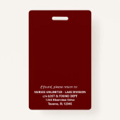 Maroon Employee ID Security Photo Badge Barcode (Achterkant)