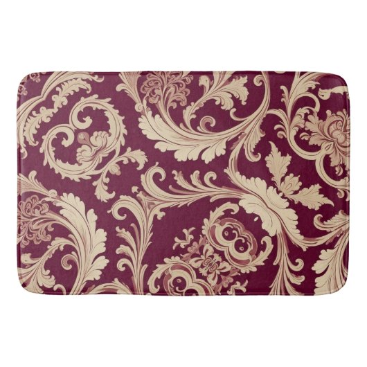 Maroon en Beige  Patroon Badmat (Voorkant)