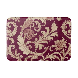 Maroon en Beige  Patroon Badmat