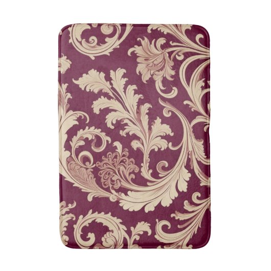 Maroon en Beige  Patroon Badmat (Voorkant Verticaal)